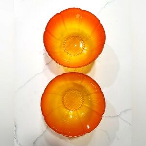 Vintage ARC Glass Amberina Poppy Bowls (Pair)